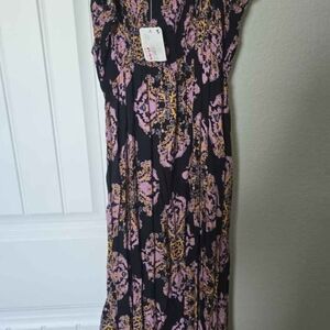 Ariat Black and Pink Patterned Maxi Dress